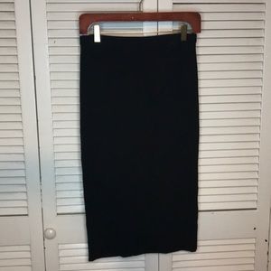 Express black knit midi pencil skirt